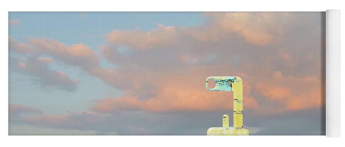 Yellow Yoga Mat featuring the digital art Zany Yellow Submarine at Sunset by Marianne Campolongo