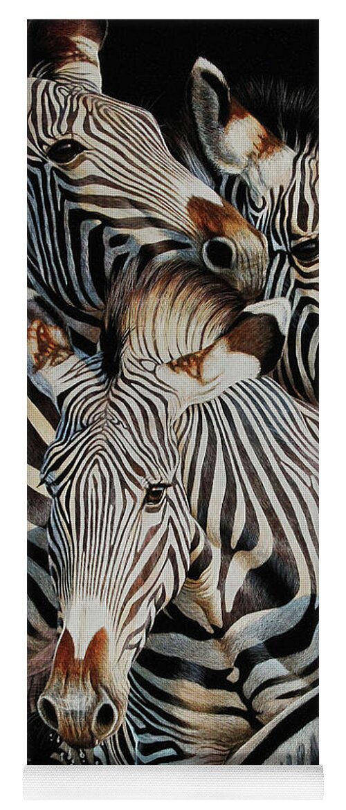 Cynthie Fisher Yoga Mat featuring the drawing Zebra #3 by Cynthie Fisher