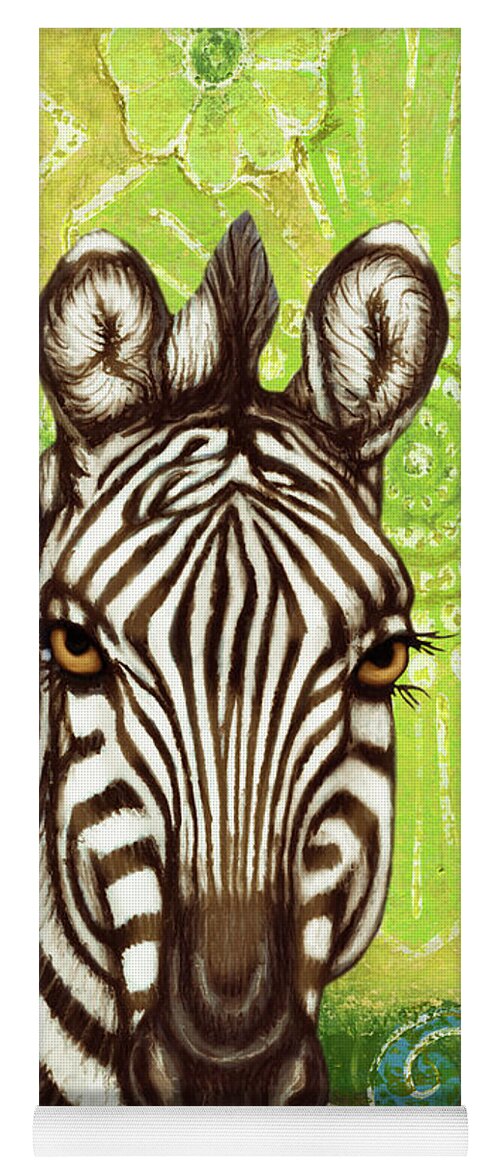 Zebra Yoga Mat featuring the painting Zebra Abstract Botanical by Amy E Fraser