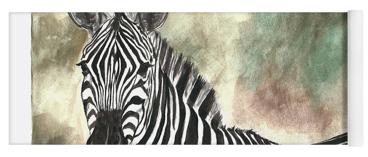 Zebra Yoga Mat featuring the painting Zebra by Pamela Schwartz