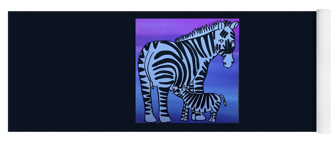 Suzymandelcanter Yoga Mat featuring the painting Zebra by Suzy Mandel-Canter