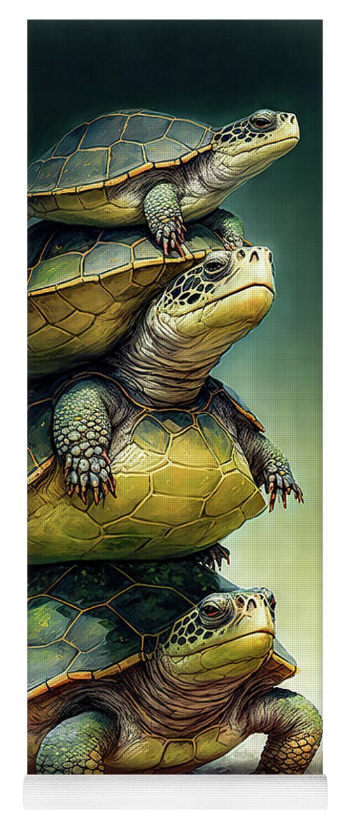 Turtles Yoga Mat featuring the painting Zen Turtles by Bob Orsillo