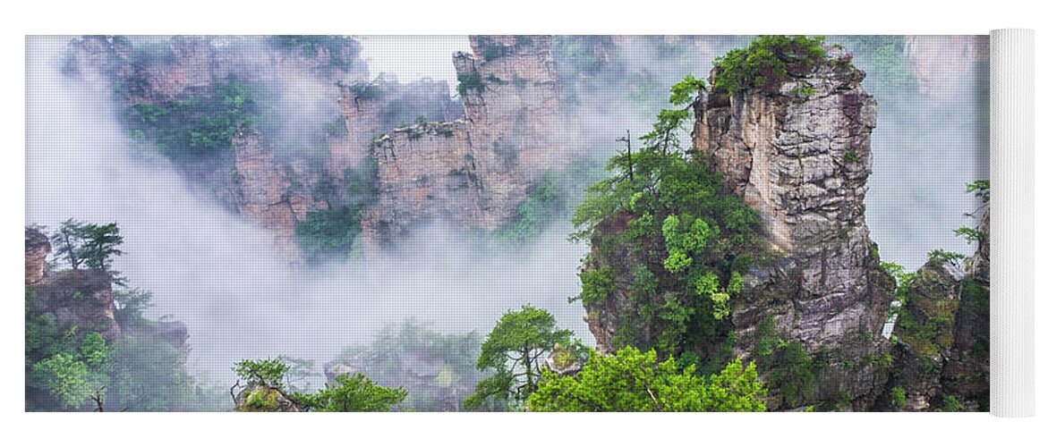 Changsa Yoga Mat featuring the photograph Zhangjiajie Tianzi Mountain Nature Reserve by Arj Munoz