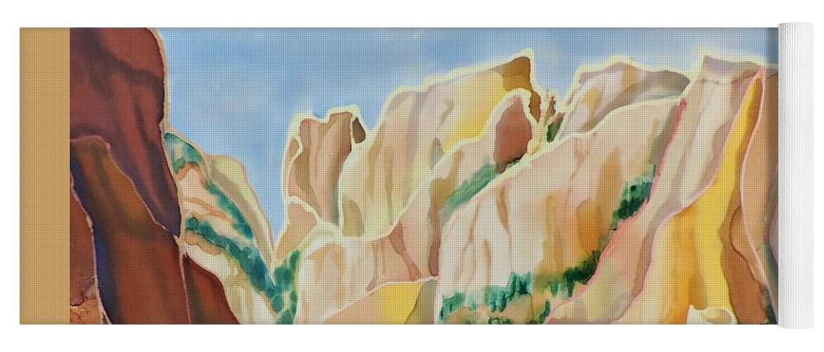 Zion National Park Yoga Mat featuring the painting Zion by Mary Gorman