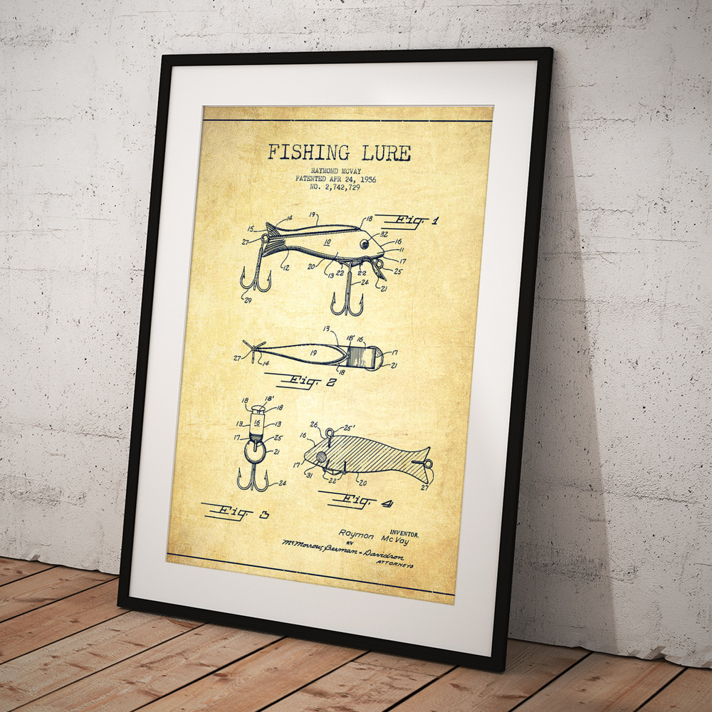 Vintage Fishing Lure Patent Drawing from 1929 #3 by Aged Pixel