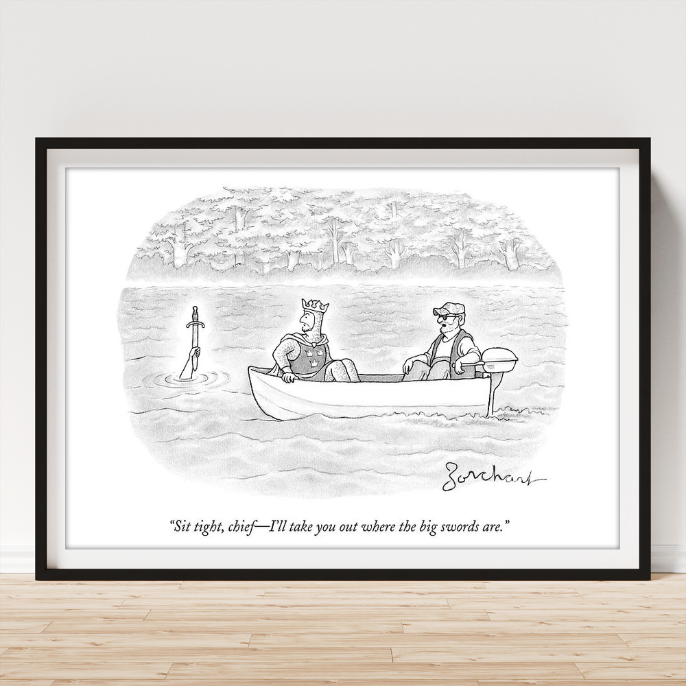 A Man Drives A Small Fishing Boat On A Lake Art Print by David
