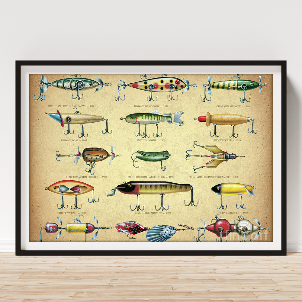 Antique Lures Brown Poster by JQ Licensing