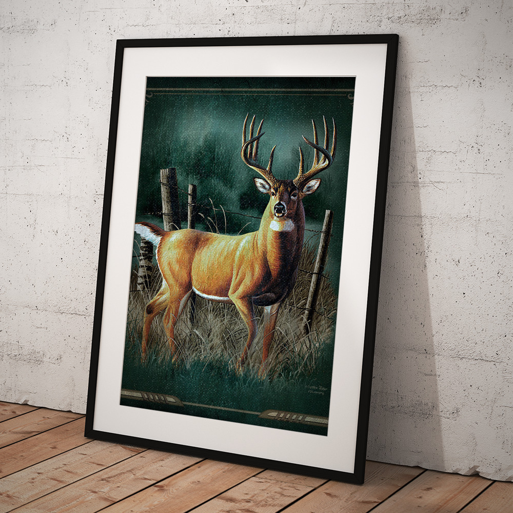 Premium Photo  Moody Whitetail Deer Print Acrylic And Woodcut Artwork