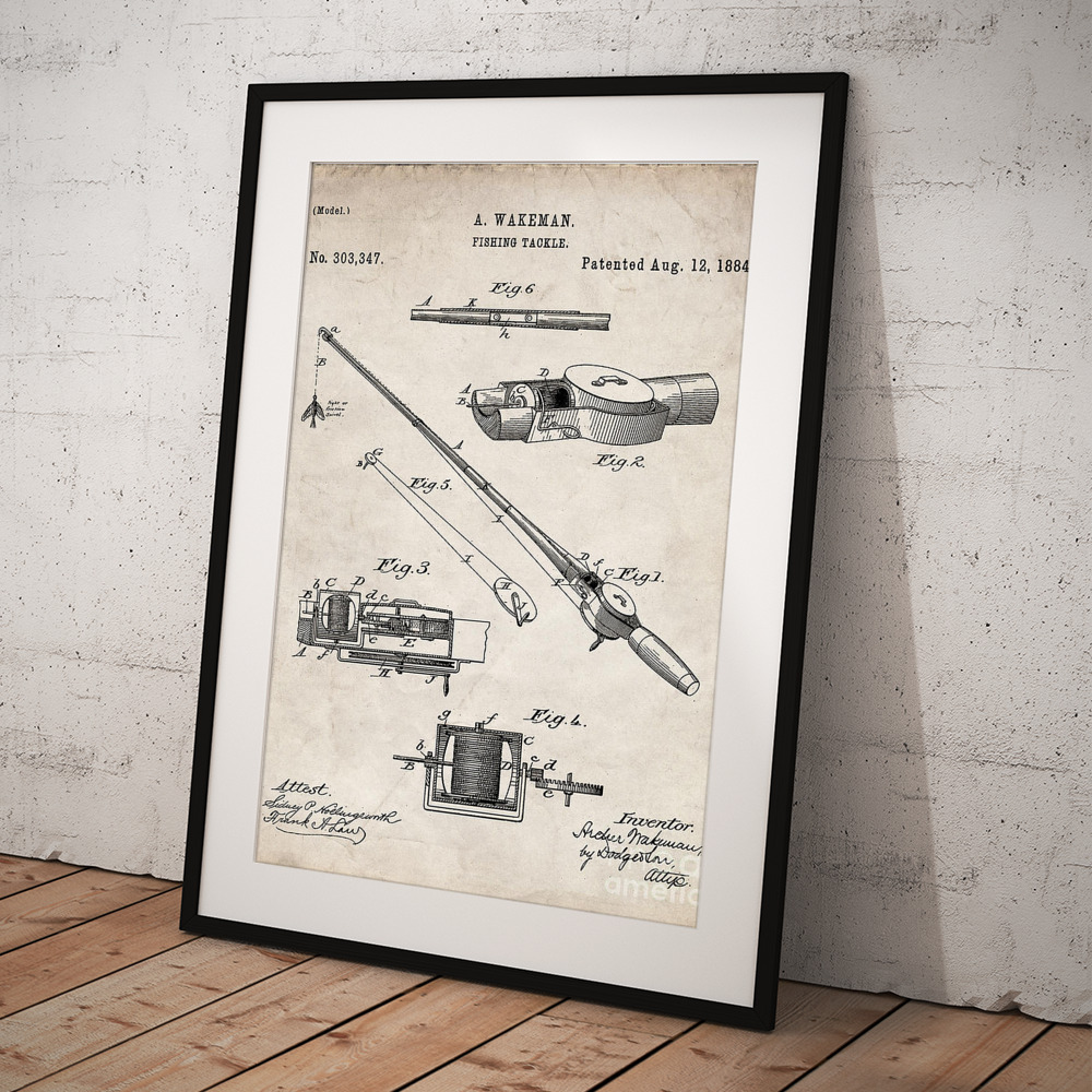 Fishing Rod Patent, Fishing Art - Antique Vintage Poster by Patent Press -  Pixels