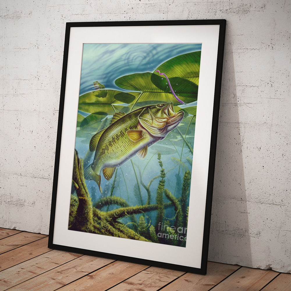 Frog and Bass Art Print by Jon Wright - Pixels
