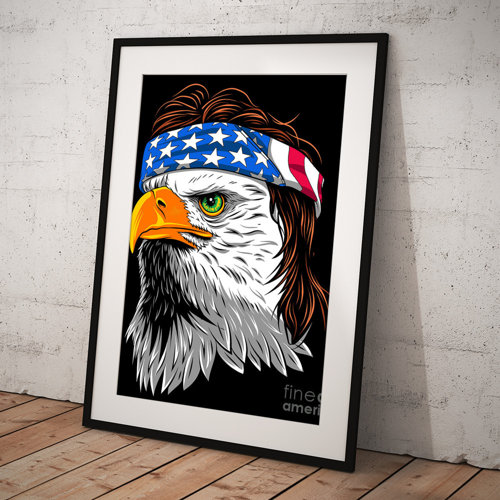 Bald Eagle Mullet - Patriotic Eagle - USA Art Print by Mister Tee