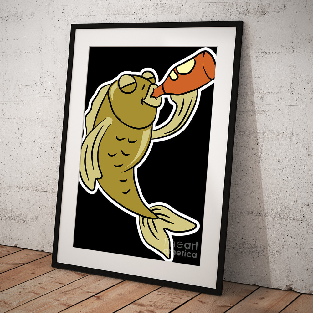Funny Fishing Gifts Gear Beer Fishy Fish Art Print by Tom