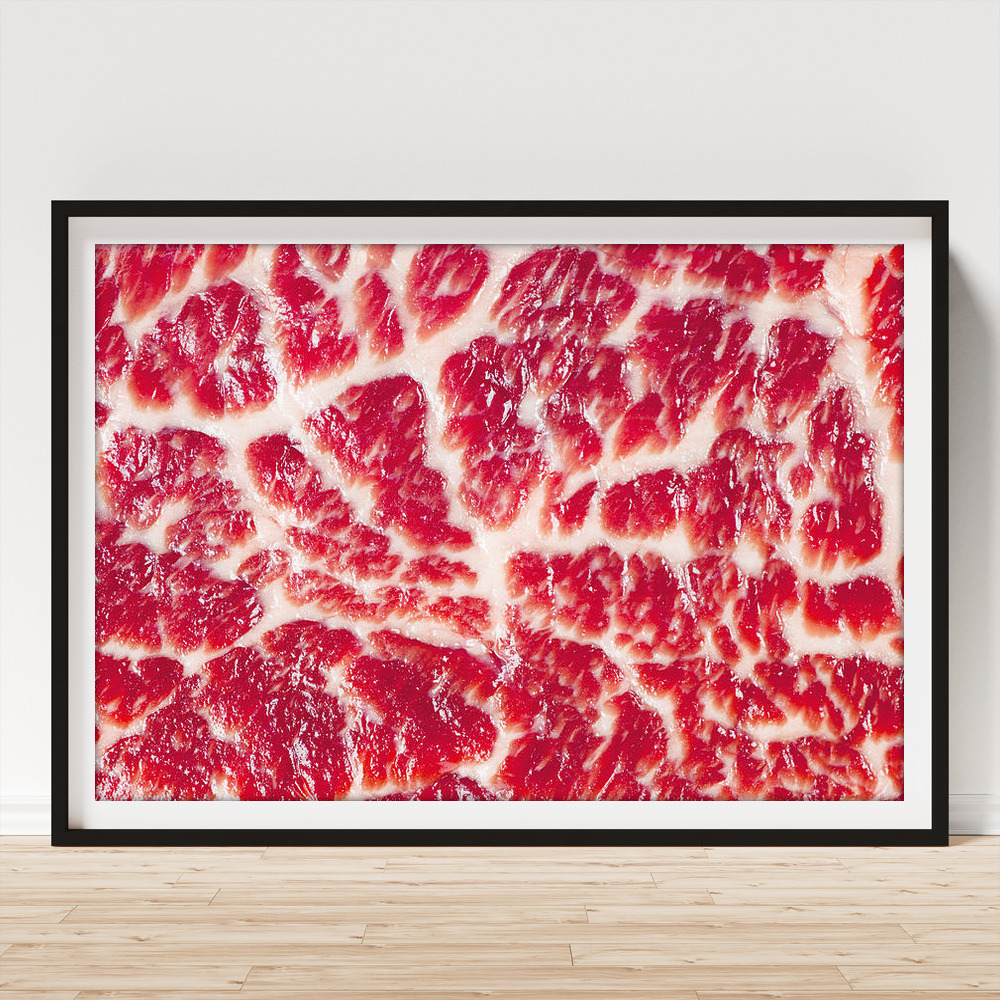 Fresh Raw Beef Steak Marbled Meat Texture Close Up Background