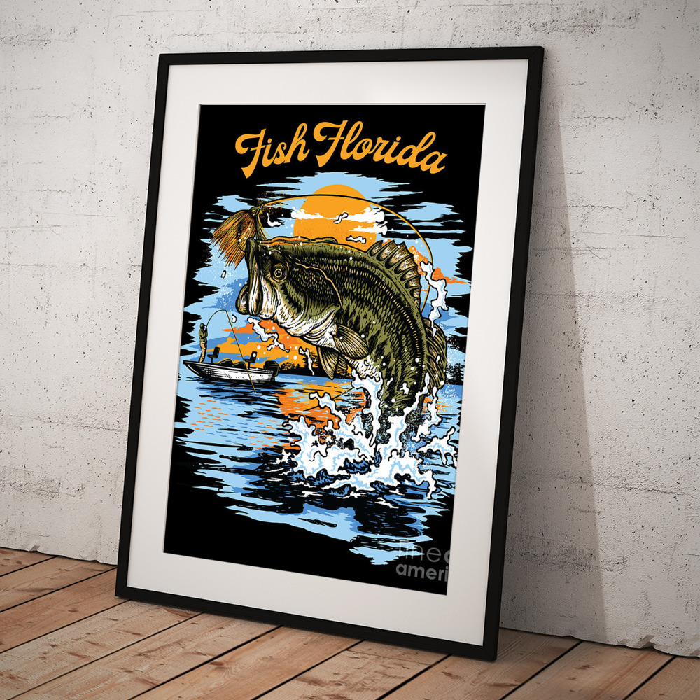 Largemouth Bass Fishing Graphic print Fish Florida Art Print by
