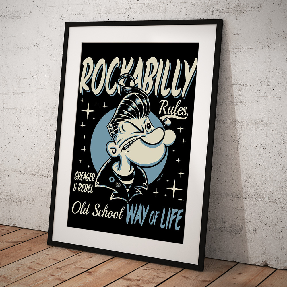 Rockabilly Rules Poster by Jojo Ling