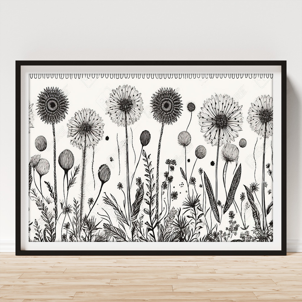 Seamless Pen And Ink Doodle Flower Pattern Hand Drawn Botanical  Illustration With Floral Motif Camomile Dandelion Or Daisy Contemporary  Urban Scribble Art Print by N Akkash - Fine Art America