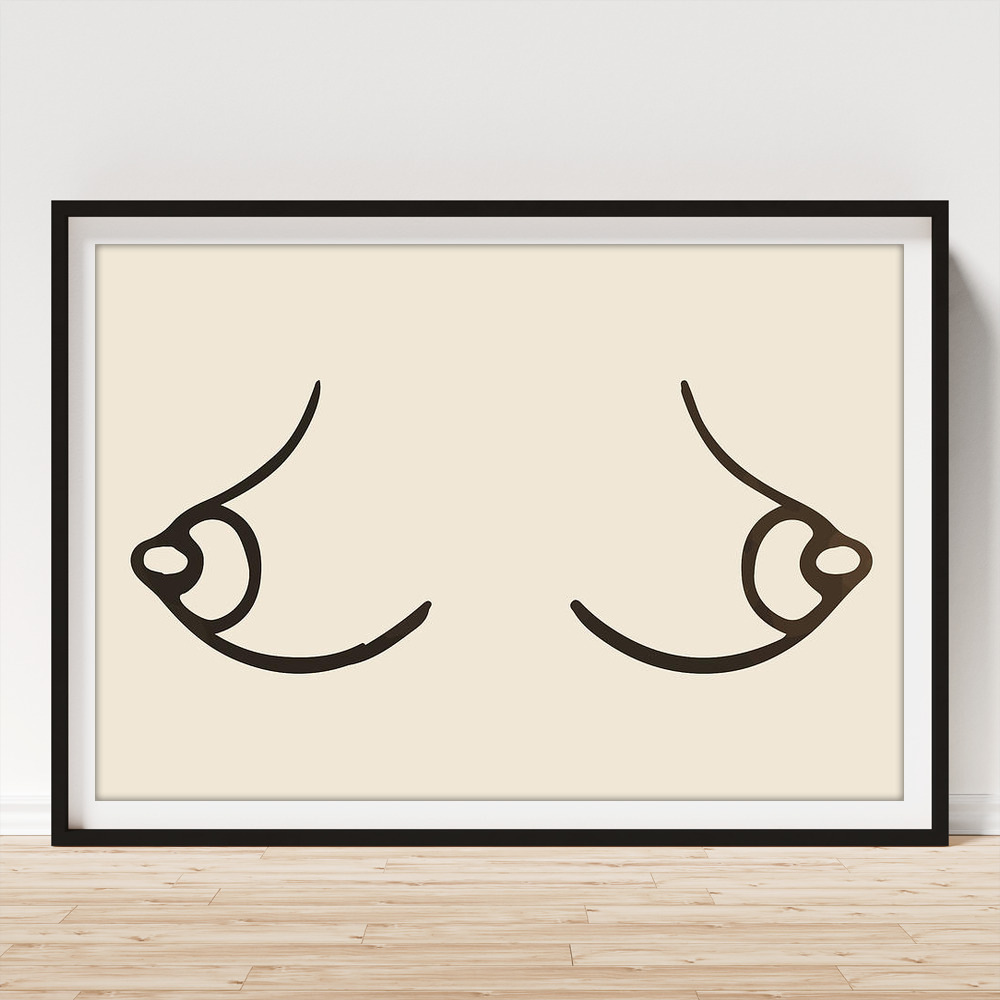 Abstract Boob One Line Drawing Minimalist Breast Wall Art Poster