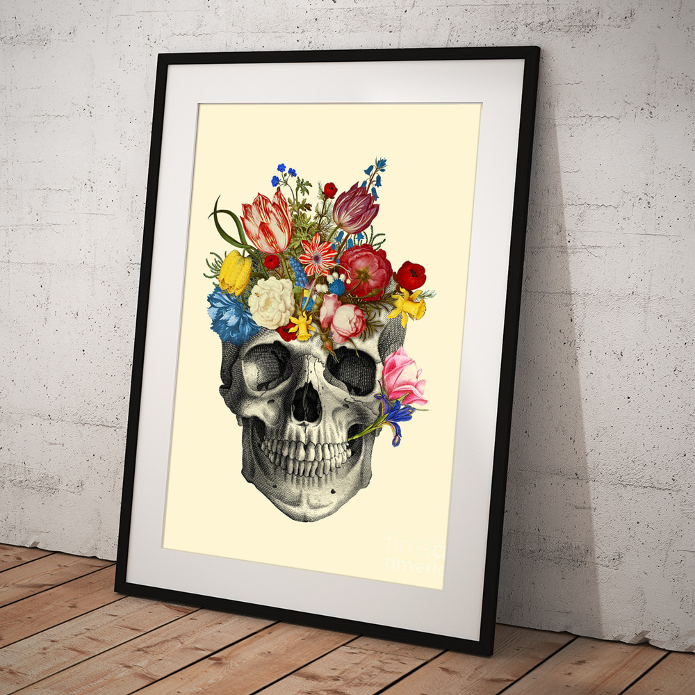 Skull with flowers Art Print by Madame Memento - Pixels
