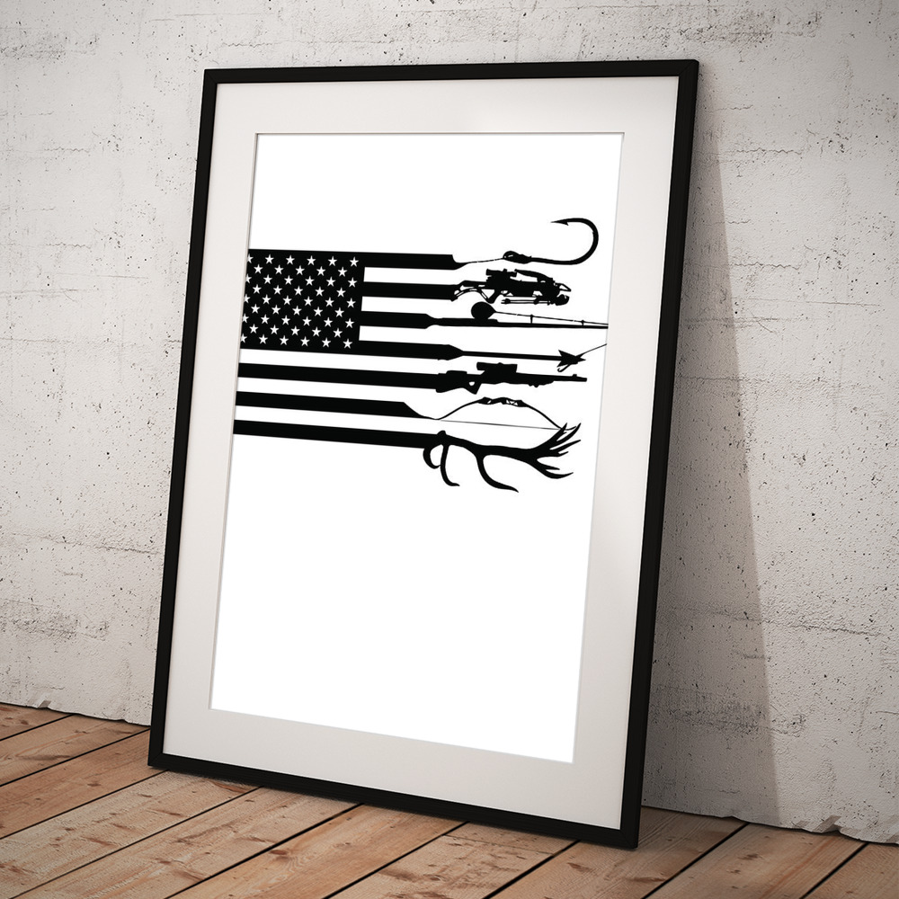 USA fishing and hunting USA flag Poster by Norman W - Fine Art America
