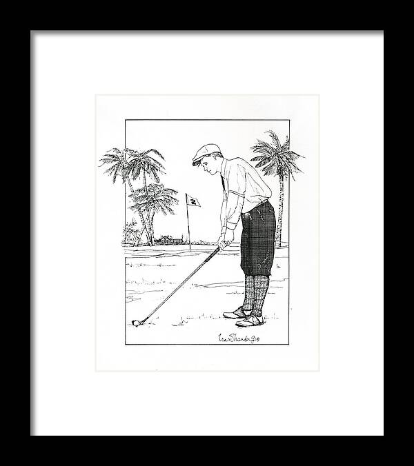 Golf Framed Print featuring the drawing 1920's Vintage Golfer by Ira Shander
