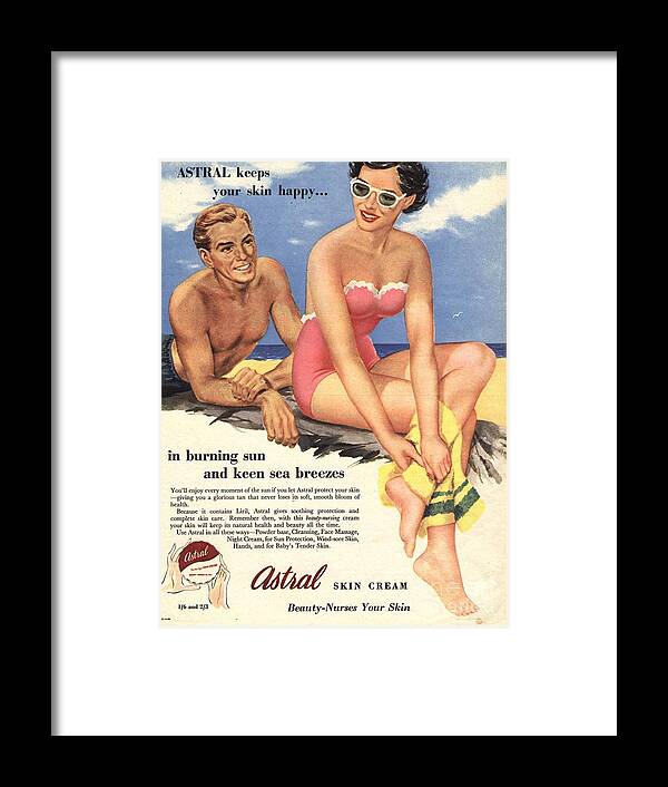 1950s Framed Print featuring the drawing 1950s Uk Sun Creams Lotions Tan by The Advertising Archives