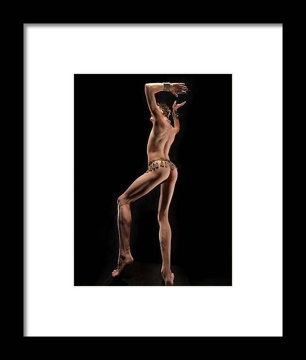 Slim Male Framed Print featuring the photograph 6493 Elegant Slim Male Nude Dancing With Jewelry by Chris Maher