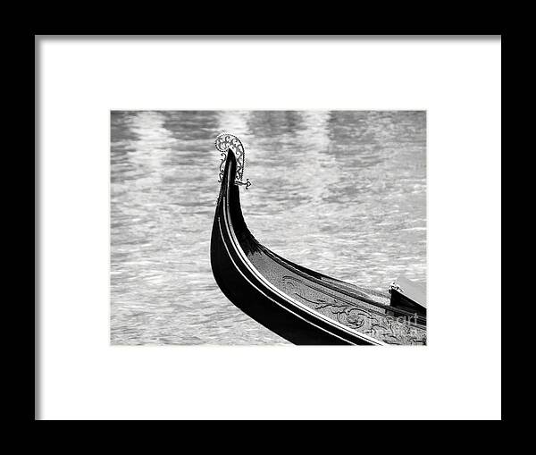 A Gondola In Black Framed Print featuring the photograph A Gondola In Black by Mel Steinhauer