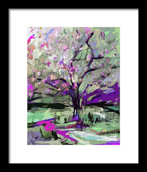 Abstract Framed Print featuring the painting Abstract Art Tree in Bloom by Ginette by Ginette Callaway