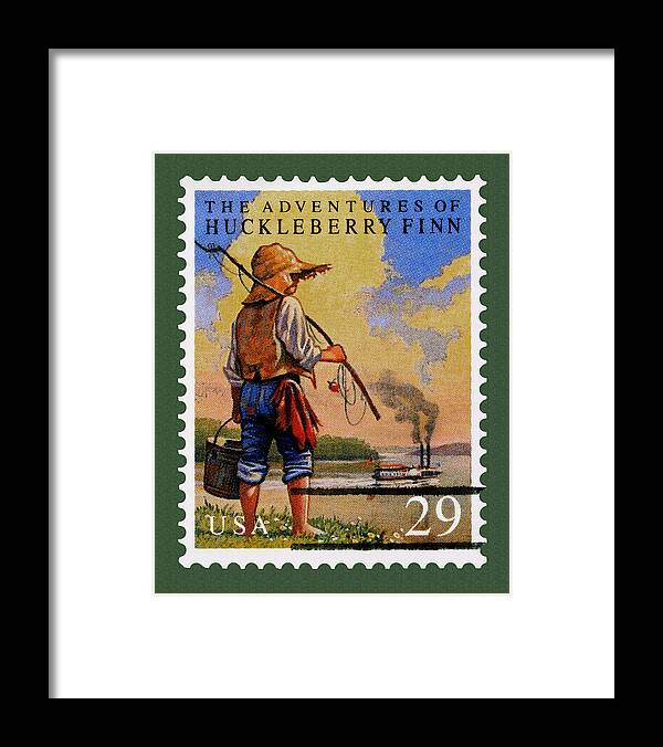 Huckleberry Finn Framed Print featuring the photograph Adventures of Huckleberry Finn Stamp by Phil Cardamone