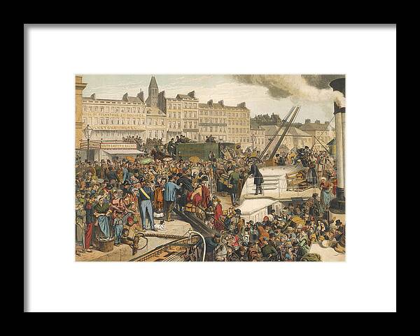 Boulogne Framed Print featuring the drawing Boulogne-sur-mer A Crowded Quayside by Illustrated London News Ltd/Mar