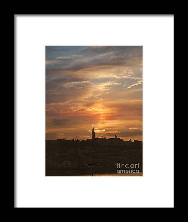 Budapest Framed Print featuring the photograph Budapest's Fiery Skies by Brenda Kean