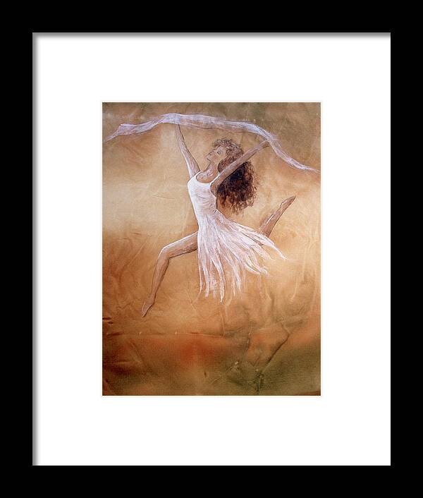 Dancer Framed Print featuring the painting Dancer Leap in Double Attitude by Hazel Millington