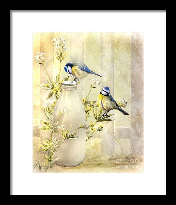 England Framed Print featuring the digital art English Blue Tits by Trudi Simmonds