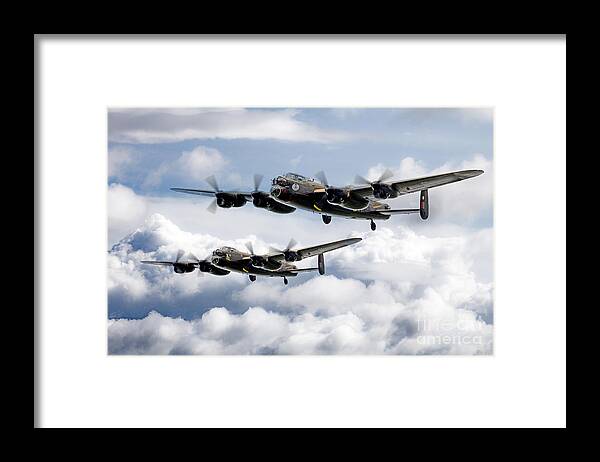 Avro Lancaster Framed Print featuring the digital art Flying Lancasters by Airpower Art
