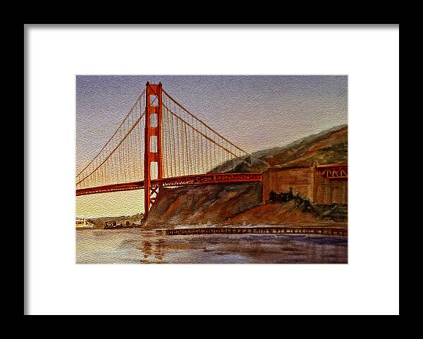 Golden Gate Framed Print featuring the painting Golden Gate Bridge San Francisco California #2 by Irina Sztukowski