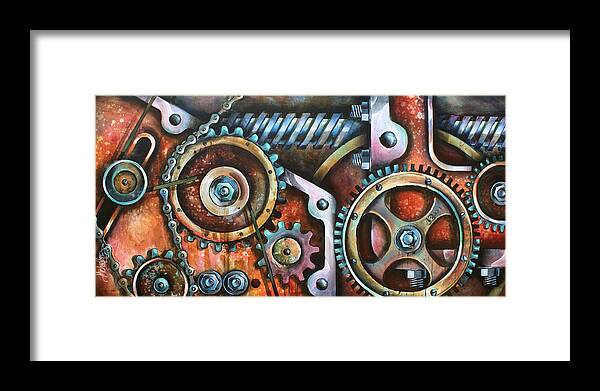 Mechanical Framed Print featuring the painting ' Harmony 8' by Michael Lang