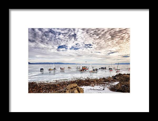 Ice Framed Print featuring the photograph Ice boats on Lake Pepin by Al Mueller
