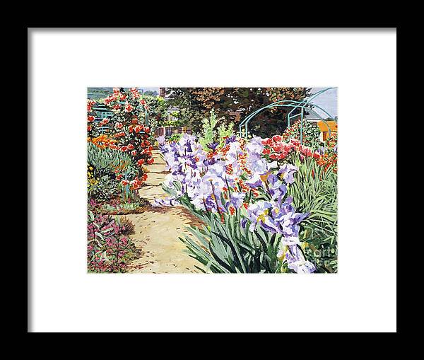 Gardens Framed Print featuring the painting Monet's Garden Walk by David Lloyd Glover