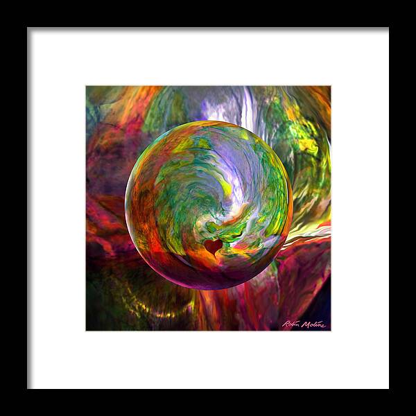 Love Framed Print featuring the digital art Orbing a Sea of Love by Robin Moline