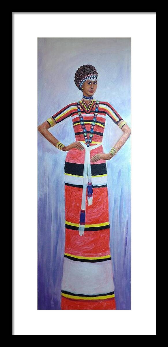 An Oromo Lady From Arsi Framed Print featuring the painting Oromo Lady by Samuel Daffa