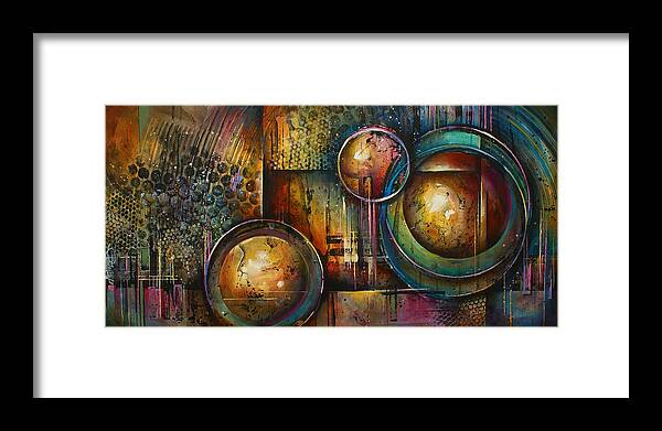 Geometric Framed Print featuring the painting ' Remaining Elements' by Michael Lang