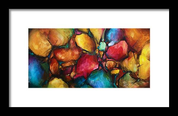 Abstract Framed Print featuring the painting ' Setting' by Michael Lang