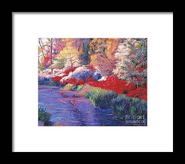 Landscape Framed Print featuring the painting Spring Azalea Reflections by David Lloyd Glover