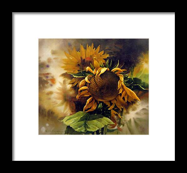 Flower Framed Print featuring the painting Sunflower 1 by Yoo Choong Yeul