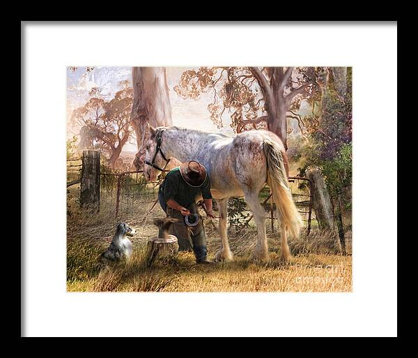Clydesdale Framed Print featuring the digital art The Bushmans Forge by Trudi Simmonds