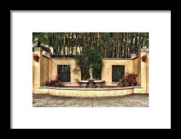 Architecture Framed Print featuring the photograph Small Fountain and Reflection Pool by Frank J Benz