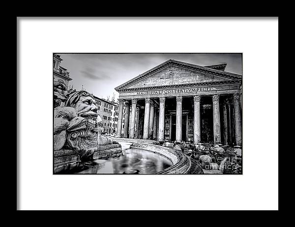 Rome Framed Print featuring the photograph 0786 The Pantheon Black and White by Steve Sturgill