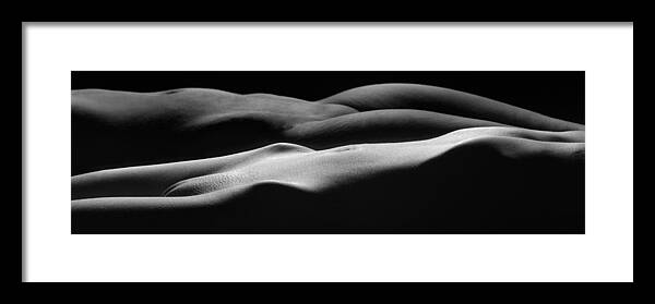 Two Women Framed Print featuring the photograph 0865 Two Nude Female Torsos 1 to 3 Ratio by Chris Maher