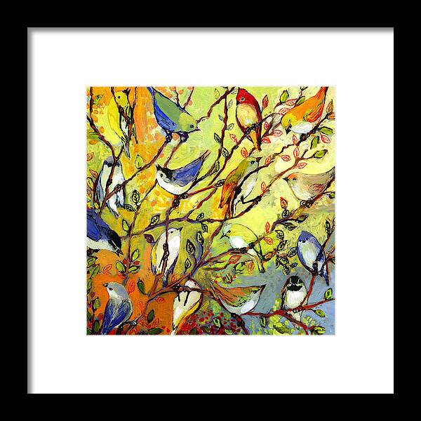 Bird Framed Print featuring the painting 16 Birds #2 by Jennifer Lommers