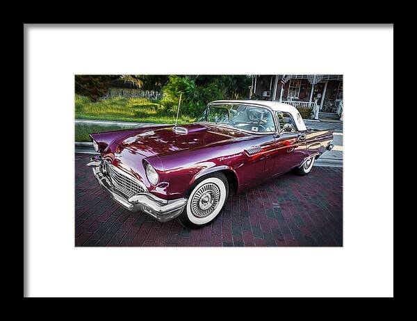 1957 Ford Thunderbird Framed Print featuring the photograph 1957 Ford Thunderbird Convertible Painted  by Rich Franco